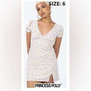 Princess Polly - Kacey Mini Dress White Floral. Size: 6 (US). NIB